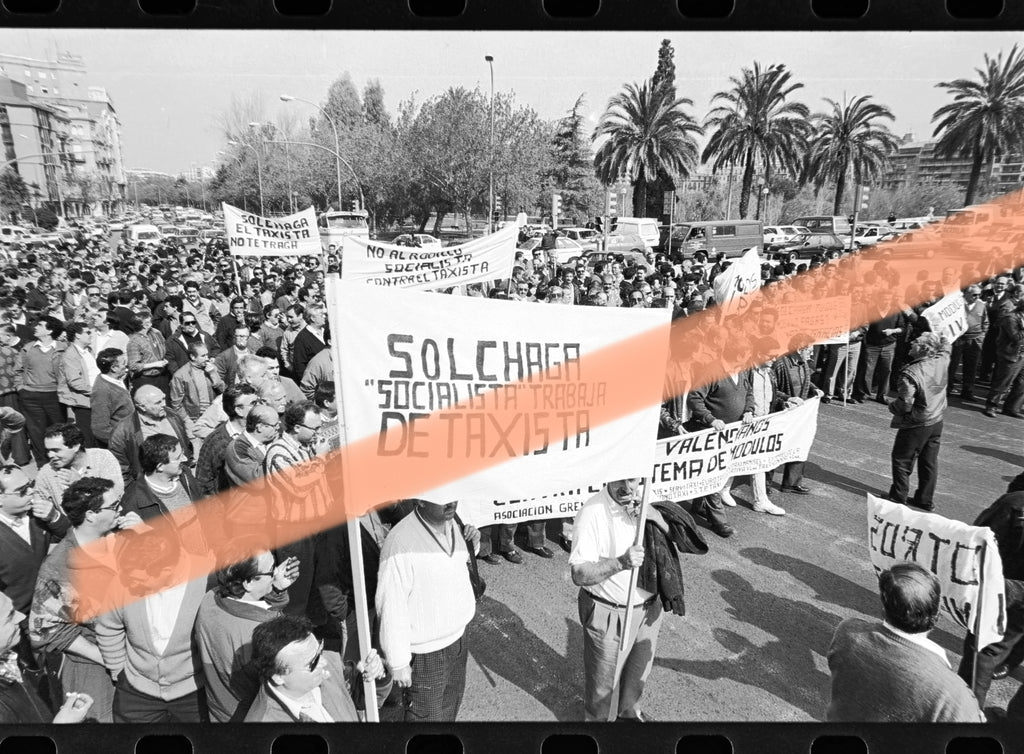 Original photographic negative taxi drivers' protest Valencia 1992 35mm film Rare