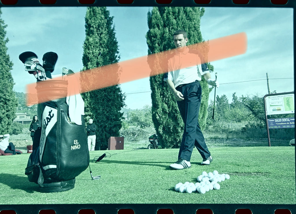 Original photographic negative Sergio García next to his golf bag Castellón 2000 35mm film Rare