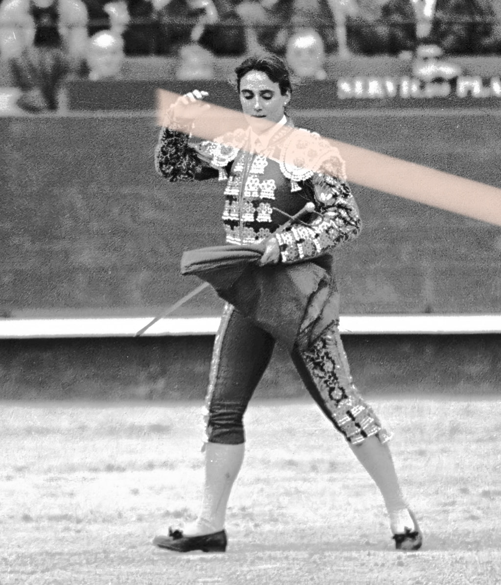 Negativo fotográfico original Cristina Sánchez novillera con la muleta apertura Feria de Fallas Valencia 1992 35mm film Rare