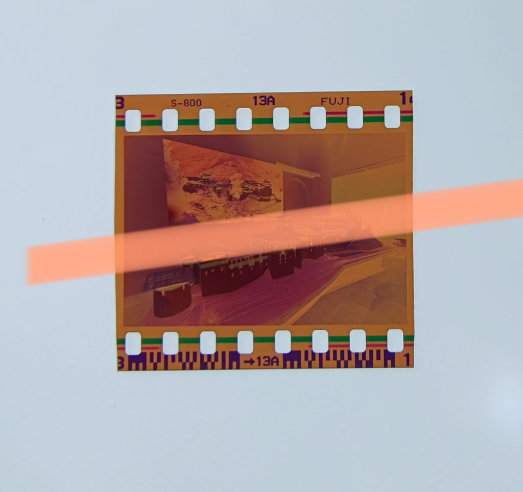 Original photographic negative traditional Bhutanese architecture model L'Almodí Valencia 1999 35mm film Rare