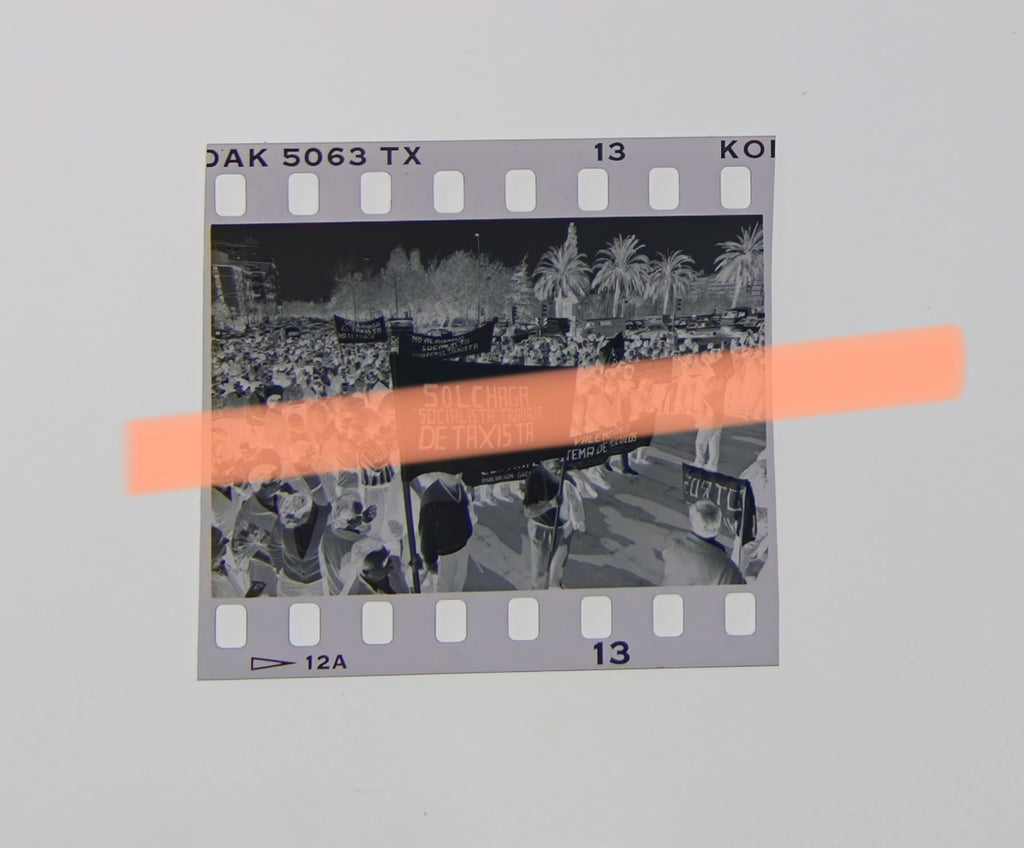 Original photographic negative taxi drivers' protest Valencia 1992 35mm film Rare