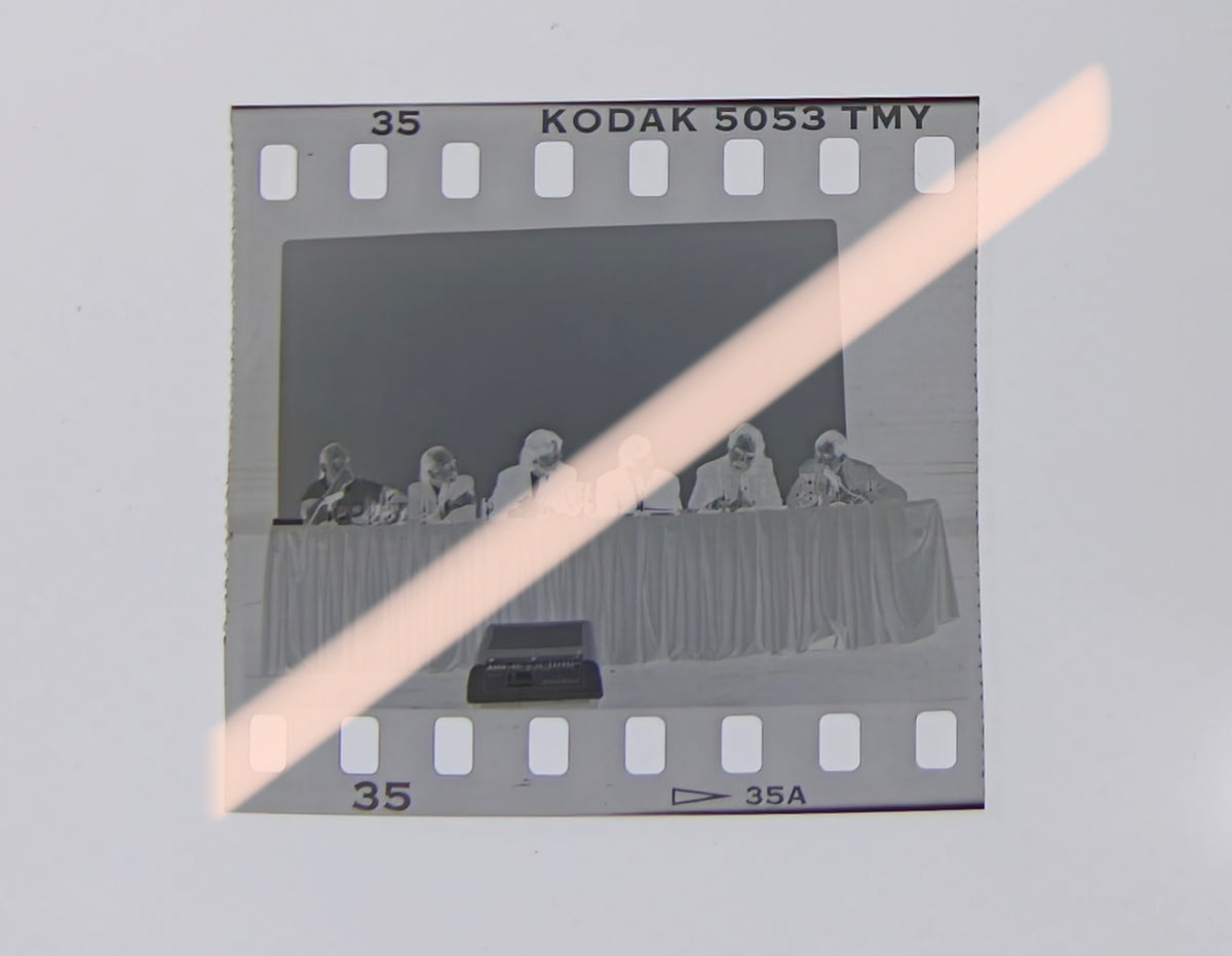 Original photographic negative of the participants' table during the 1994 Octubre Awards in Valencia, 35mm film, Rare