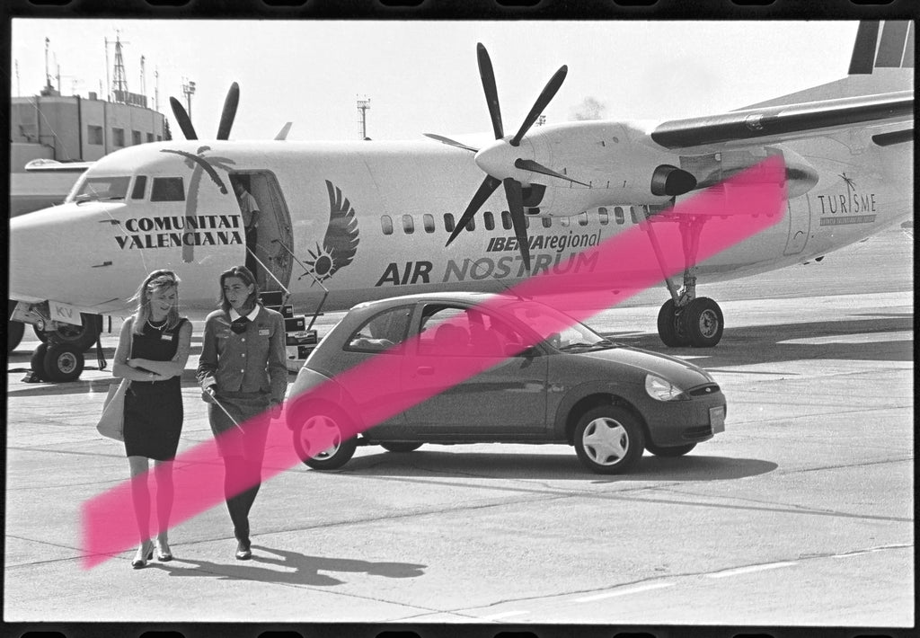 Negativo fotográfico original Fokker 50 EC-GKV Iberia Regional Air Nostrum Comunitat Valenciana aeropuerto de Valencia 1997 35mm film Rare