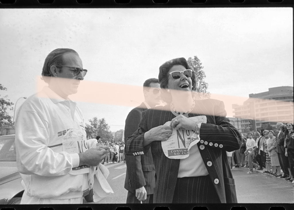 Original photographic negative of Mayor Rita Barberá with the No. 1 bib at the Valencia Anti-Drug Race 1992, 35mm film, Rare