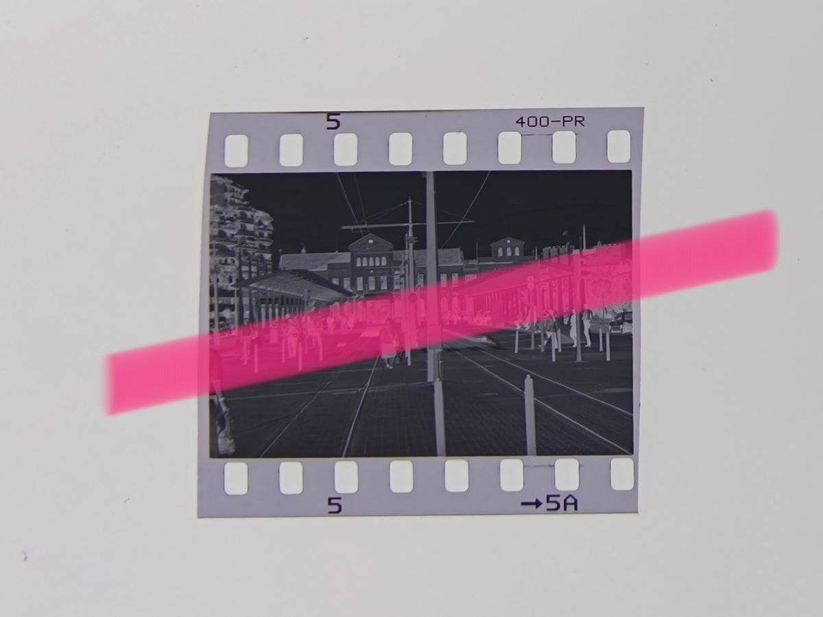 Negativo fotográfico original tranvía FGV en pruebas antes inauguración Línea 4 Pont de Fusta Valencia 1994 35mm film Rare