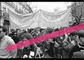 Original photographic negative of a feminist demonstration, crowd under a Comissió de Dones 8 de Març banner, Valencia 1992, 35mm film, Rare