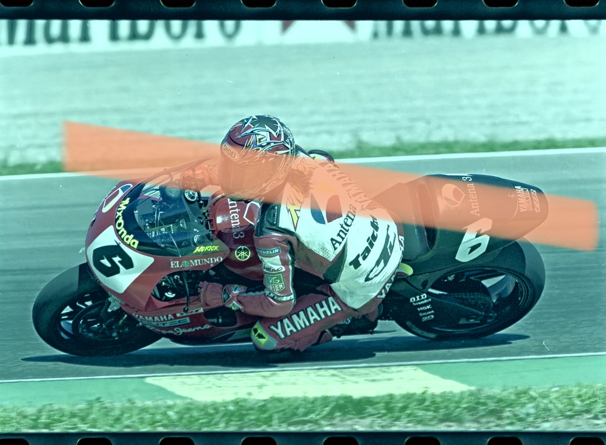 Negativo fotográfico original Norick Abe Antena 3 Yamaha motociclismo GP Valencia 500cc 1999 35mm film Rare