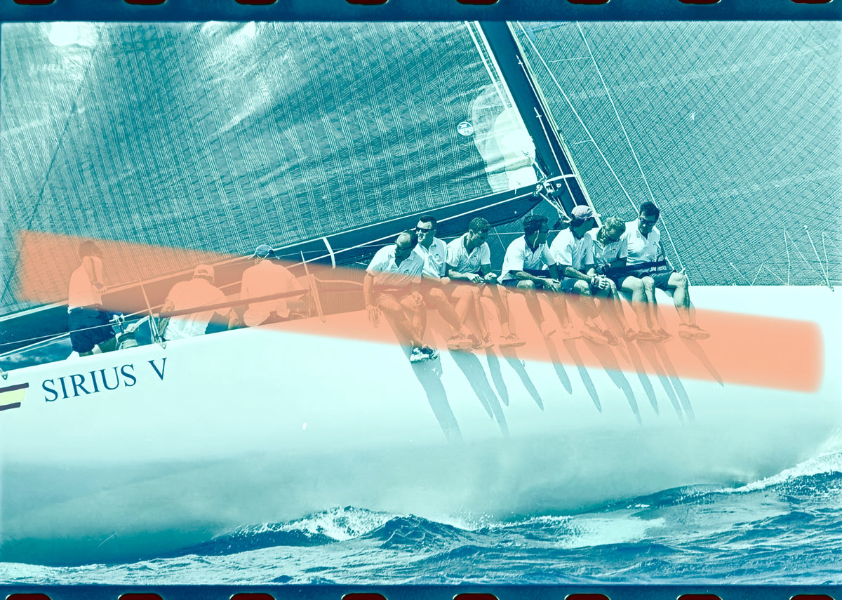 Negativo fotográfico original velero de competición Sirius V Trofeo S.M. La Reina Regatas Valencia 35mm film Rare