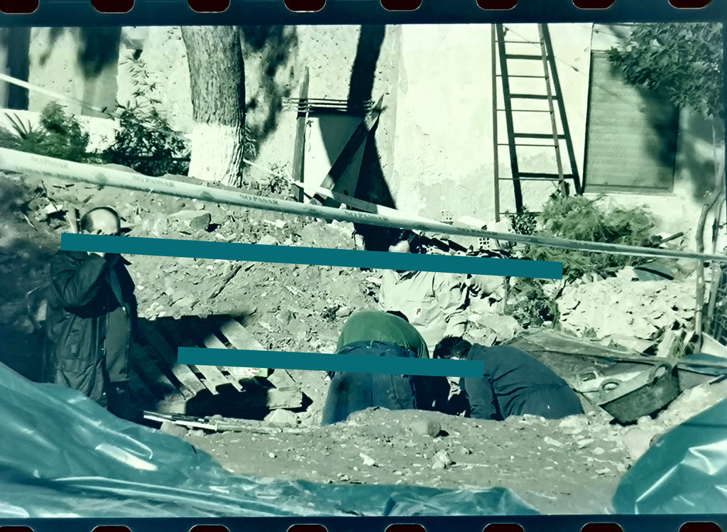 Negativo fotográfico original trabajos de excavación Jardín de los Horrores Castellón 1997 35mm film Rare