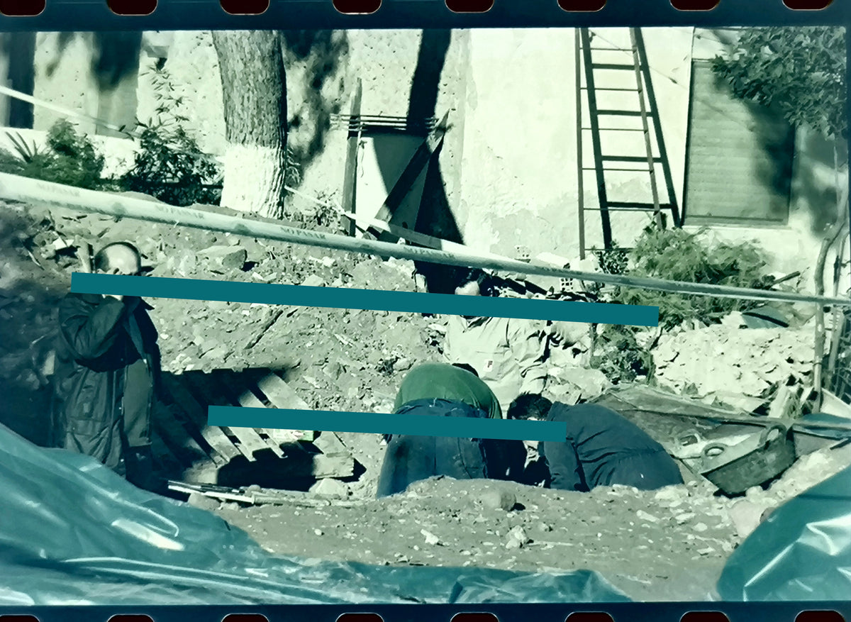 Negativo fotográfico original trabajos de excavación Jardín de los Horrores Castellón 1997 35mm film Rare