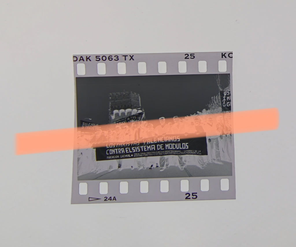 Original photographic negative taxi drivers demonstration Valencia 1992 35mm film Rare