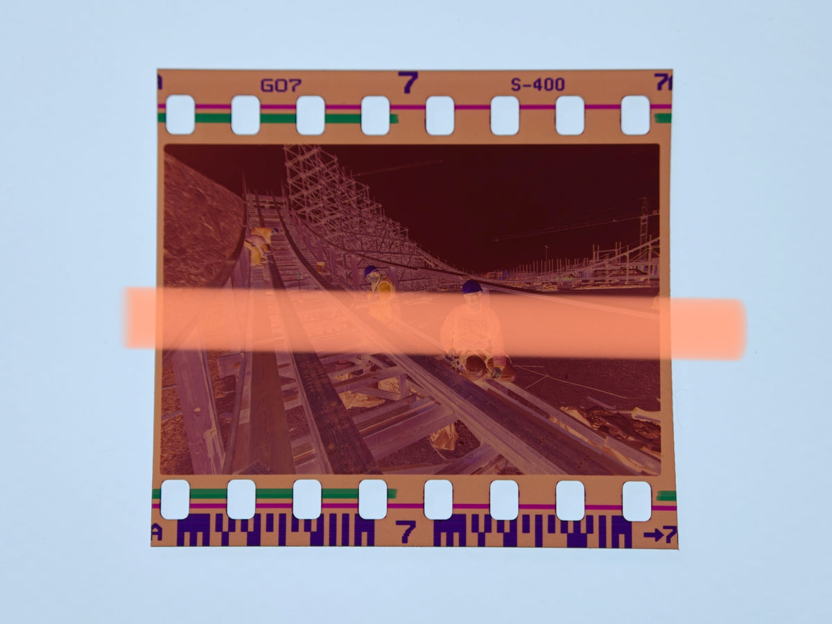 Original photographic negative construction worker Magnus Colossus Terra Mítica Benidorm 35mm film Rare