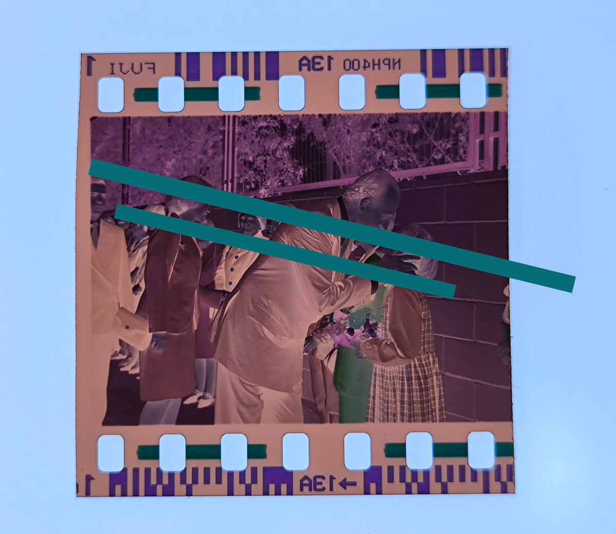 Original photographic negative Juan Carlos I greeting a girl Valencia 1997 35mm film Rare
