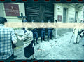 Originales Fotonegativ der Polizei vor dem CVC mit Graffiti während des Sprachenprotests in Valencia 1998 35-mm-Film Selten