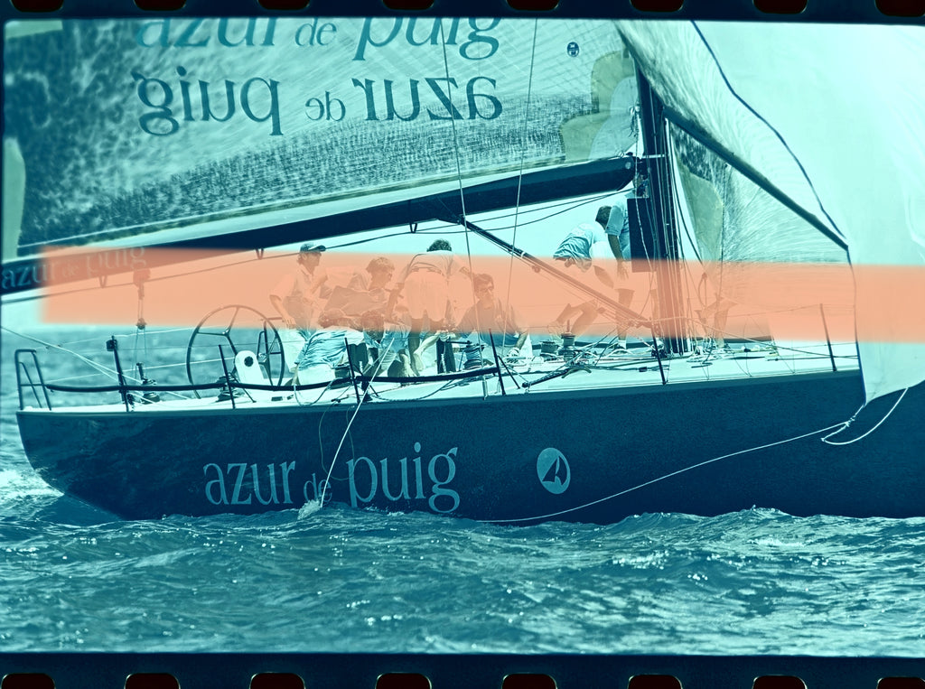 Original photographic negative racing sailboat Azur by Puig S.M. La Reina Trophy Valencia Regattas 35mm film Rare