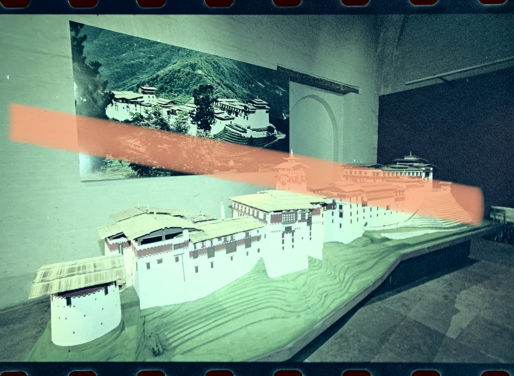 Original photographic negative traditional Bhutanese architecture model L'Almodí Valencia 1999 35mm film Rare