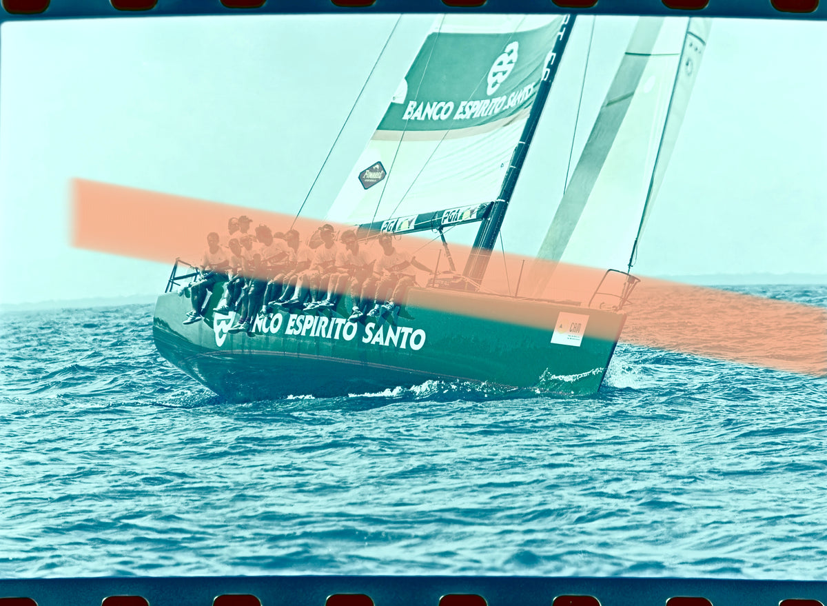 Original photographic negative racing sailboat Banco Espírito Santo S.M. La Reina Trophy Regattas Valencia 35mm film Rare