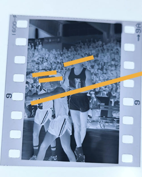 Négatif photographique original Magic Johnson match exhibition basket-ball Valence 1991 film 35 mm Rare