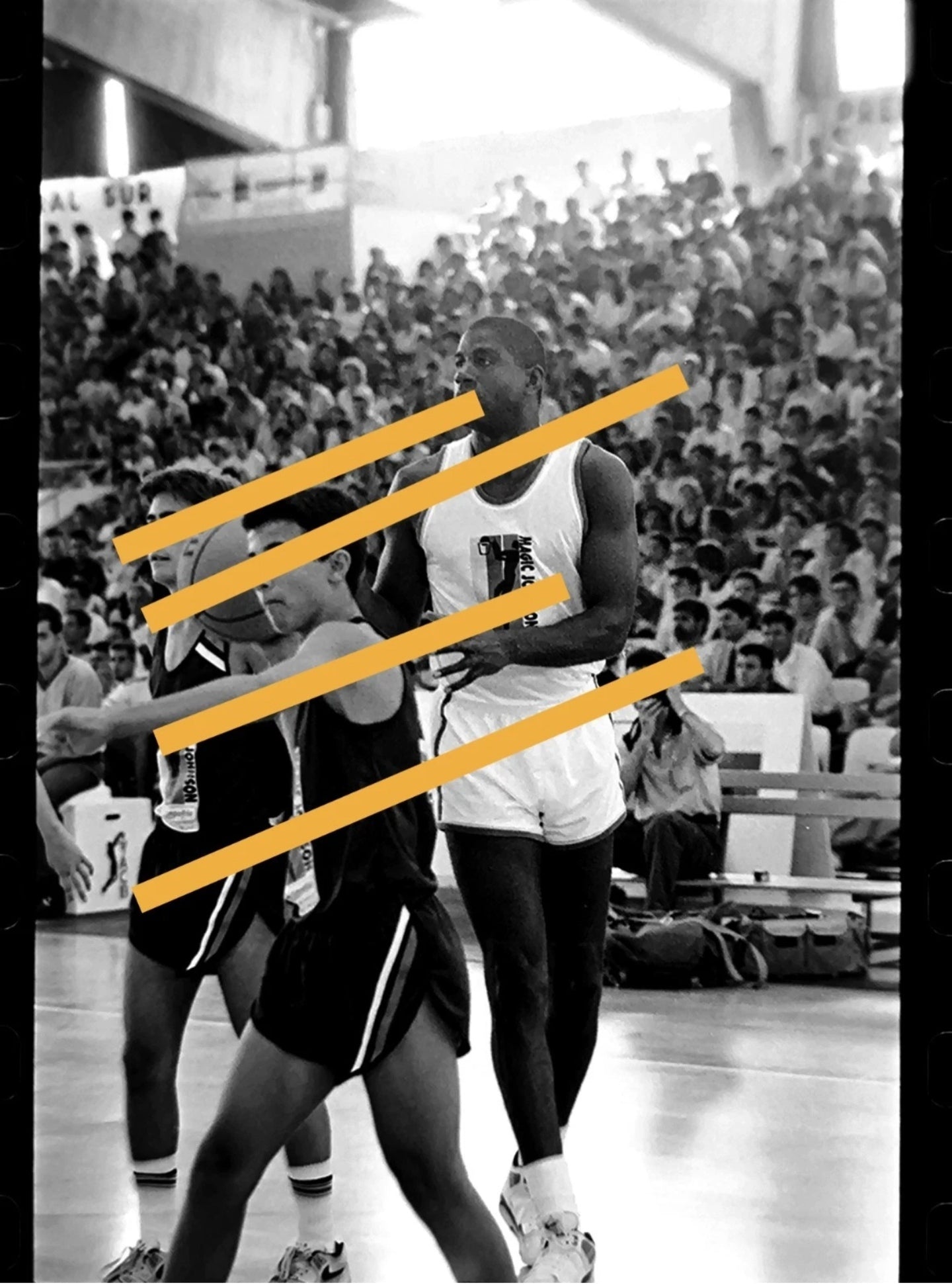 Negativo fotográfico original Magic Johnson NBA Valencia 1991 35mm film Rare