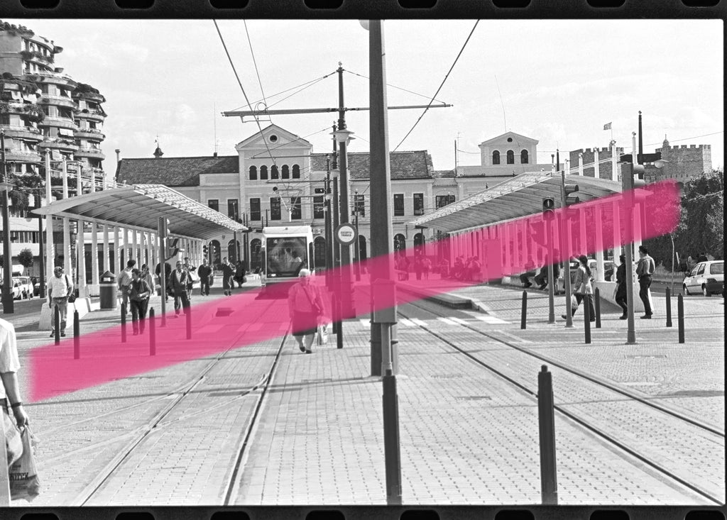 Negativo fotográfico original tranvía FGV en pruebas antes inauguración Línea 4 Pont de Fusta Valencia 1994 35mm film Rare