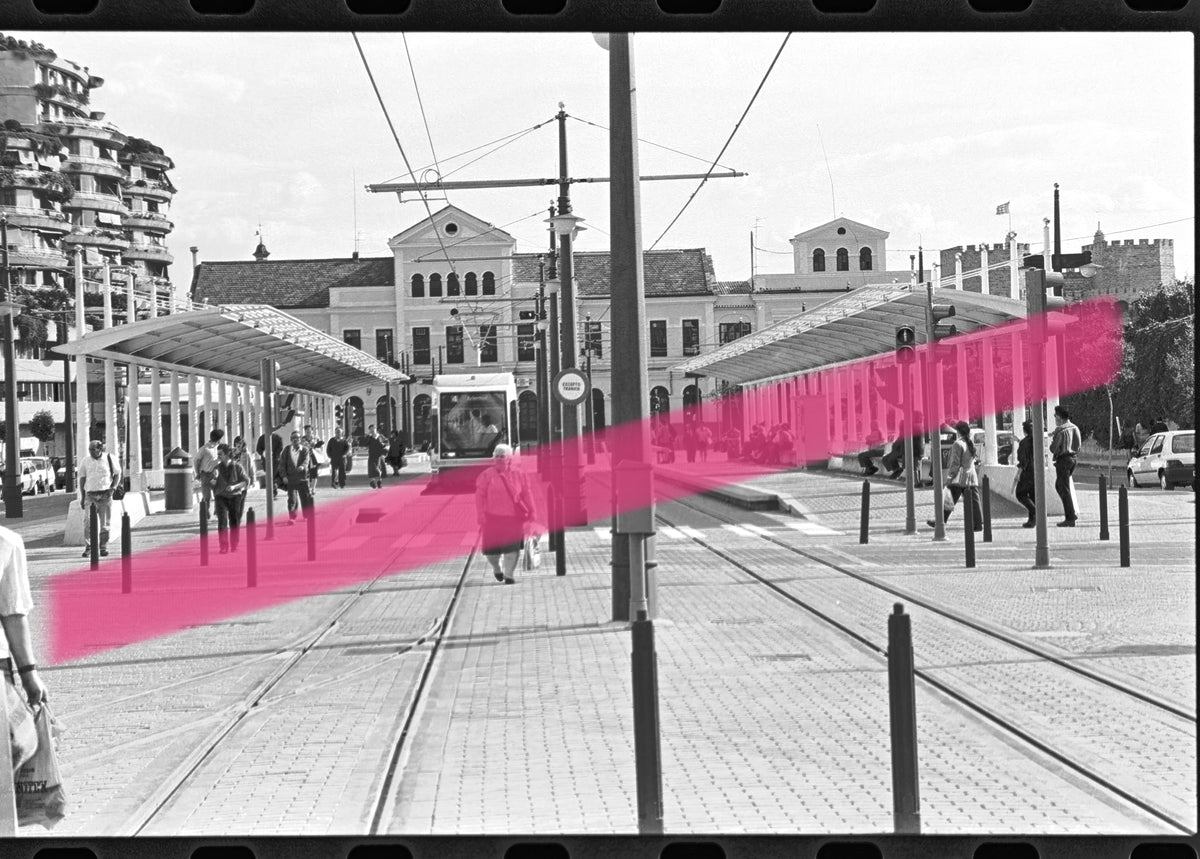 Negativo fotográfico original tranvía FGV en pruebas antes inauguración Línea 4 Pont de Fusta Valencia 1994 35mm film Rare