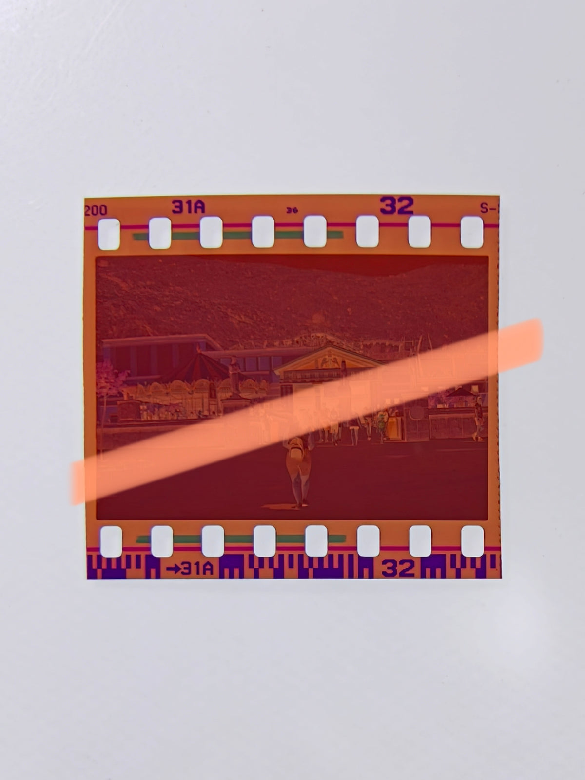 Original photographic negative Terra Mítica visitor walking towards the park second day of opening Benidorm 2000 35mm Rare