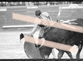 Negativo fotográfico original Cristina Sánchez novillera toreando con muleta y banderillas Feria de Fallas Valencia 1992 35mm film Rare