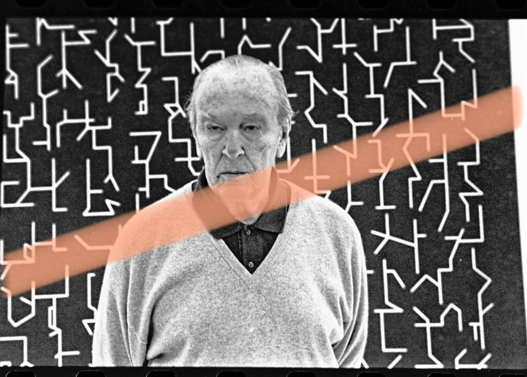 Original-Fotonegativ Pablo Palazuelo Nahaufnahme vor seinem Werk IVAM Valencia 1996 35mm Film Selten