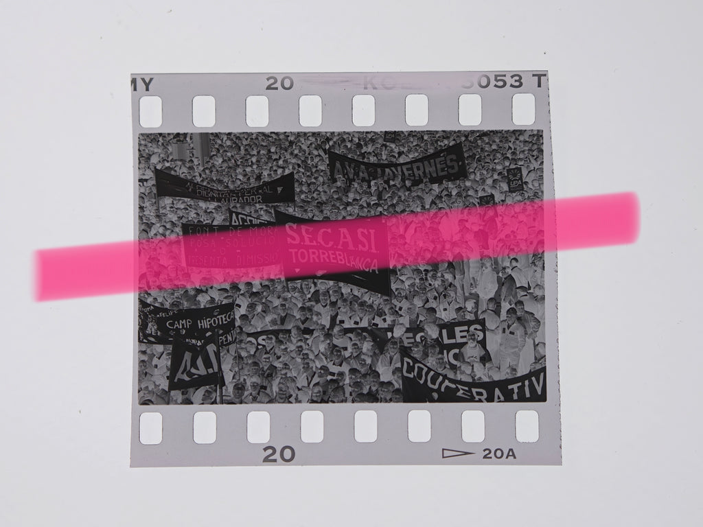 Originales Foto-Negativ Transparente von Landwirten und valencianischen Städten, Zitrus-Protest Valencia 1992 35mm Film Selten