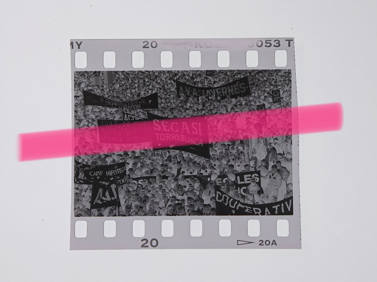 Originales Foto-Negativ Transparente von Landwirten und valencianischen Städten, Zitrus-Protest Valencia 1992 35mm Film Selten