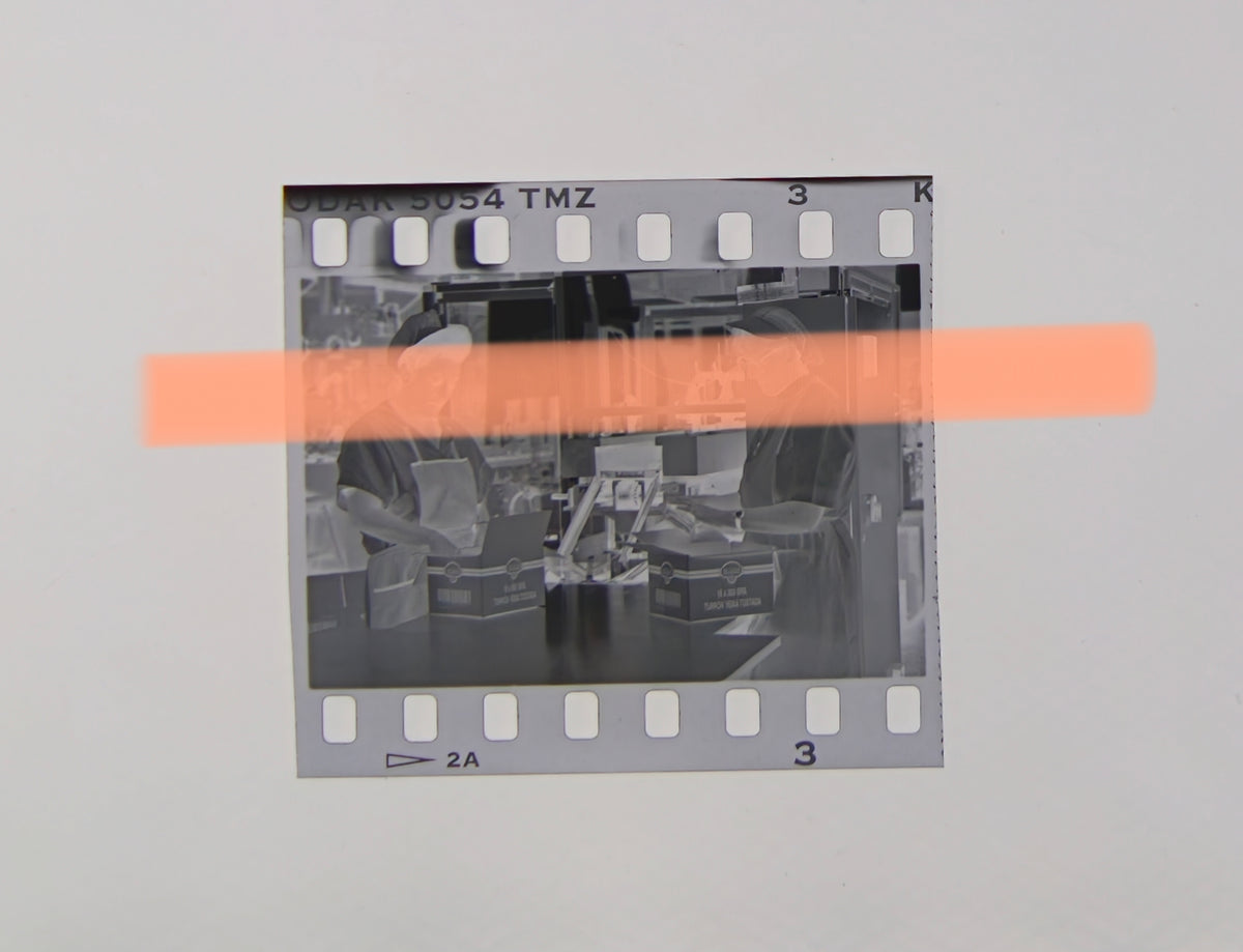 Original photographic negative female workers next to boxes of Jijona nougat Alicante 1995 35mm film Rare