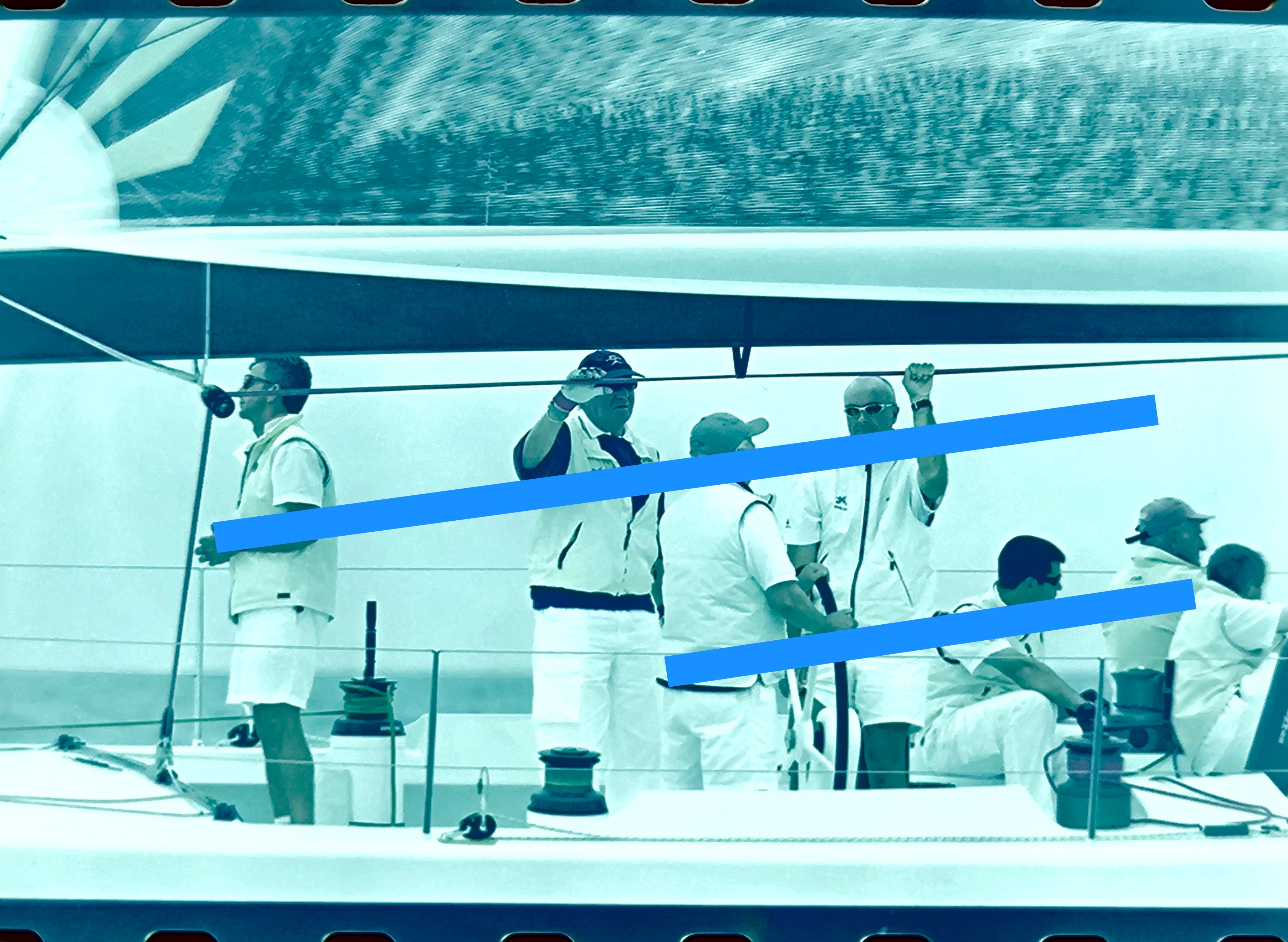 Original photographic negative King Juan Carlos I de Borbón with the crew of the Bribón Regattas 35mm film Rare