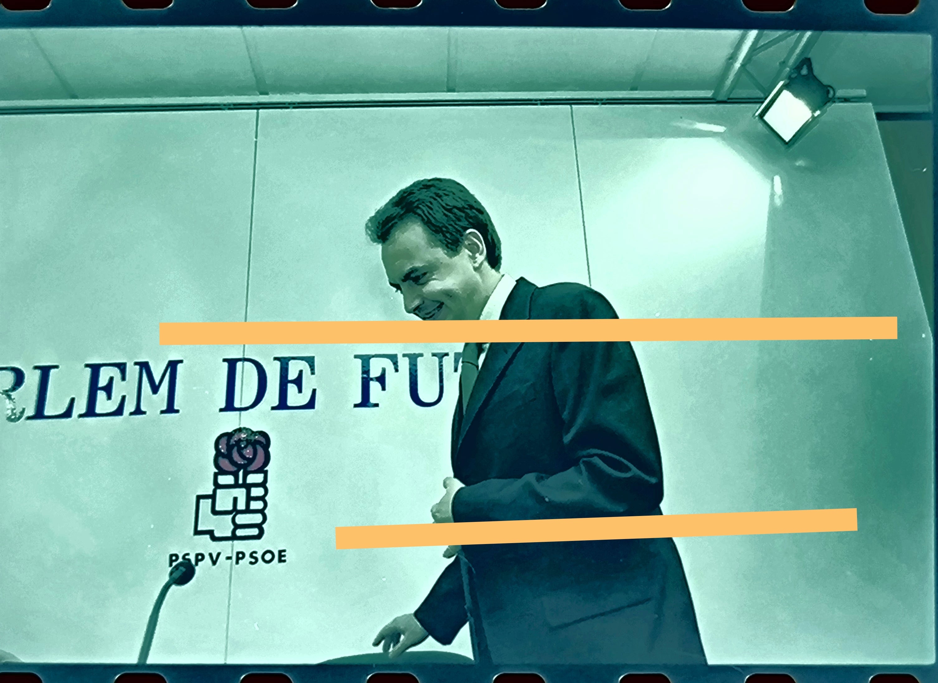 Original-Foto-Negativ José Luis Rodríguez Zapatero, ehemaliger Ministerpräsident, 35mm-Film, selten
