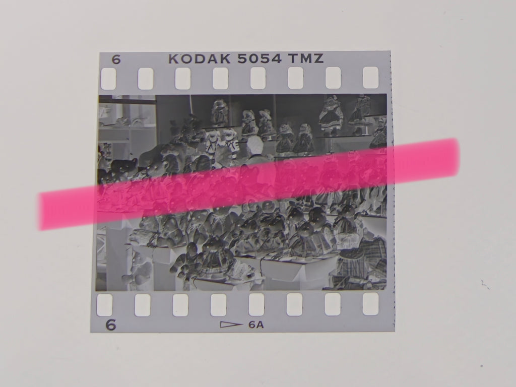 Original photographic negative of a multitude of stuffed animals and dolls exhibited at the 1996 Valencia International Toy Fair, 35mm film, Rare
