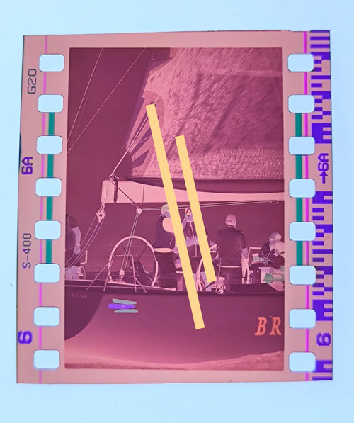 Négatif photographique original du roi Juan Carlos Ier à bord du Bribón, Valence 2002, film 35 mm, rare