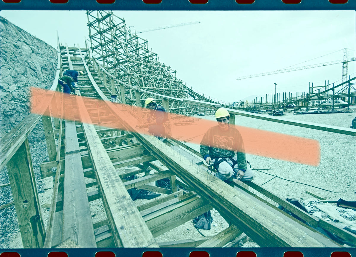 Original photographic negative construction worker Magnus Colossus Terra Mítica Benidorm 35mm film Rare