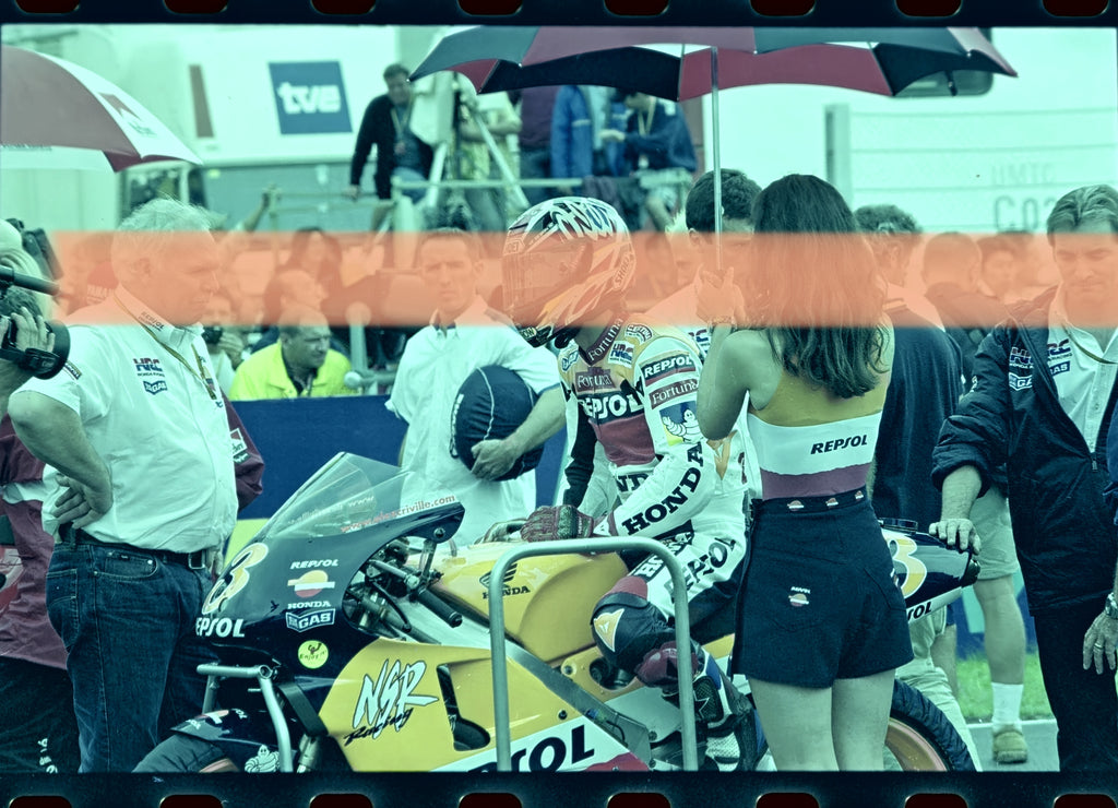 Negativo fotográfico original Àlex Crivillé Repsol Honda motociclismo GP Valencia 500cc 1999 35mm film Rare