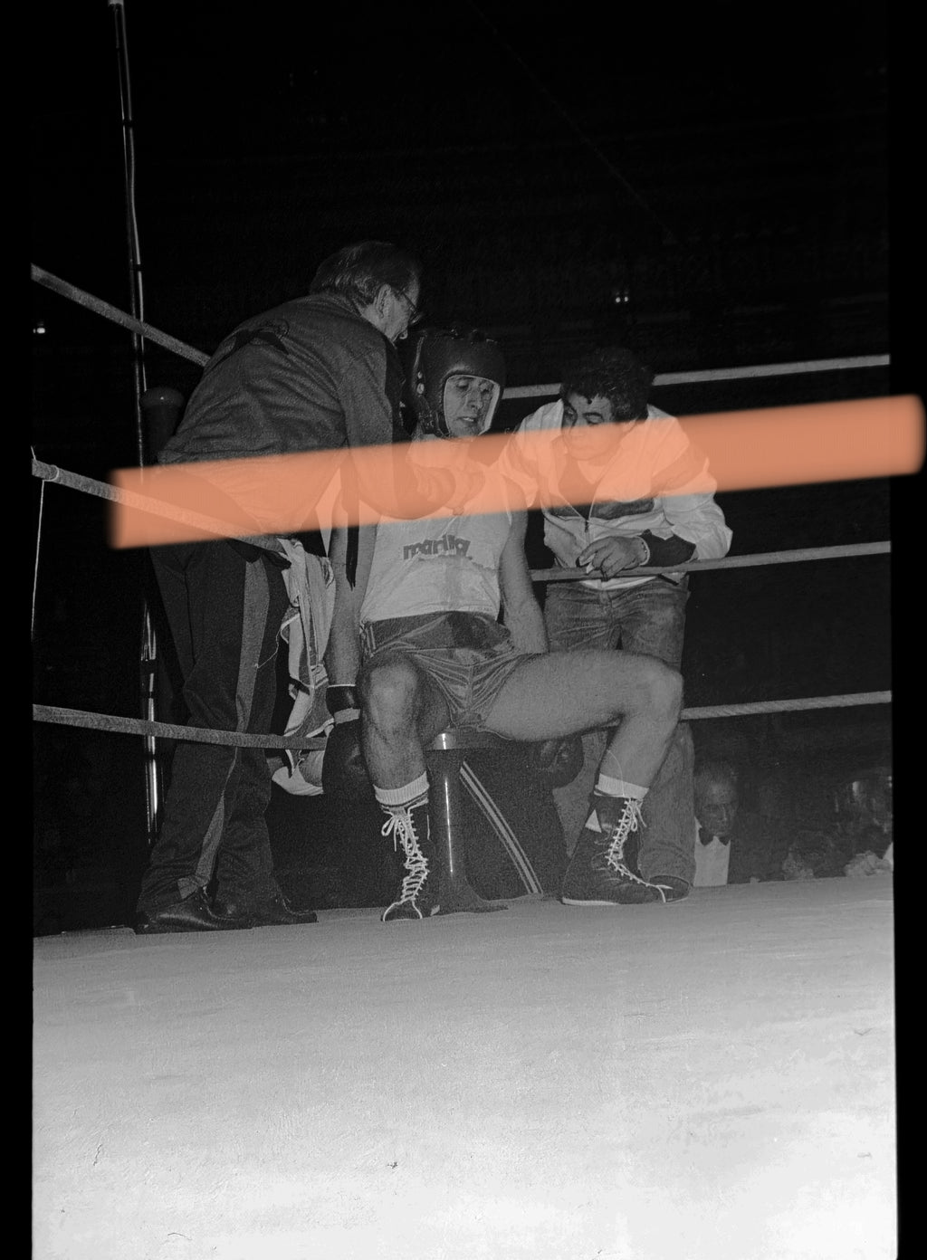 Negativo fotográfico original Velada Internacional Boxeo combate en el ring Valencia 6 mayo 1988 35mm film Rare