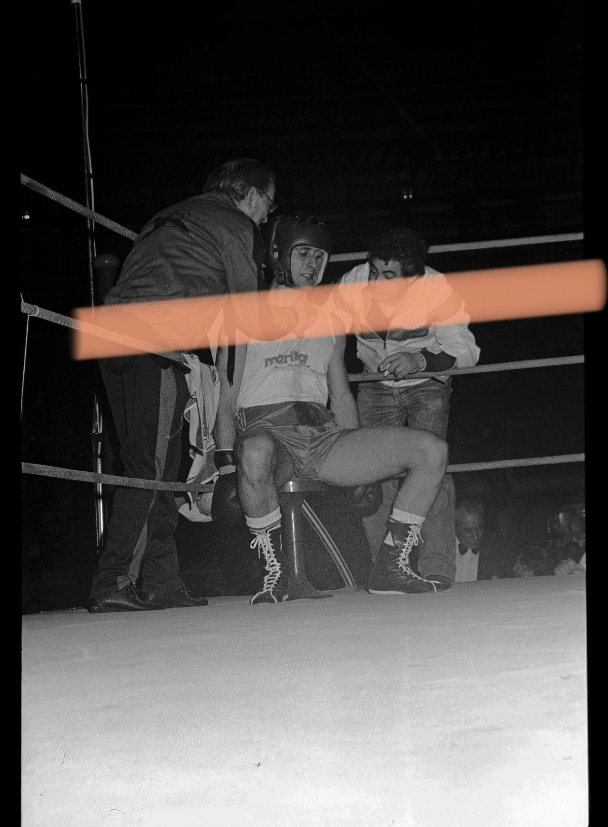 Negativo fotográfico original Velada Internacional Boxeo combate en el ring Valencia 6 mayo 1988 35mm film Rare