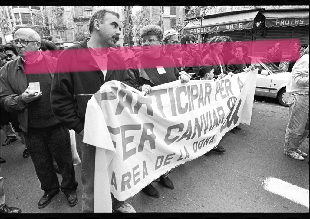 Original photographic negative of the "Women's Area" banner at a feminist demonstration, Valencia 1992, 35mm film, Rare