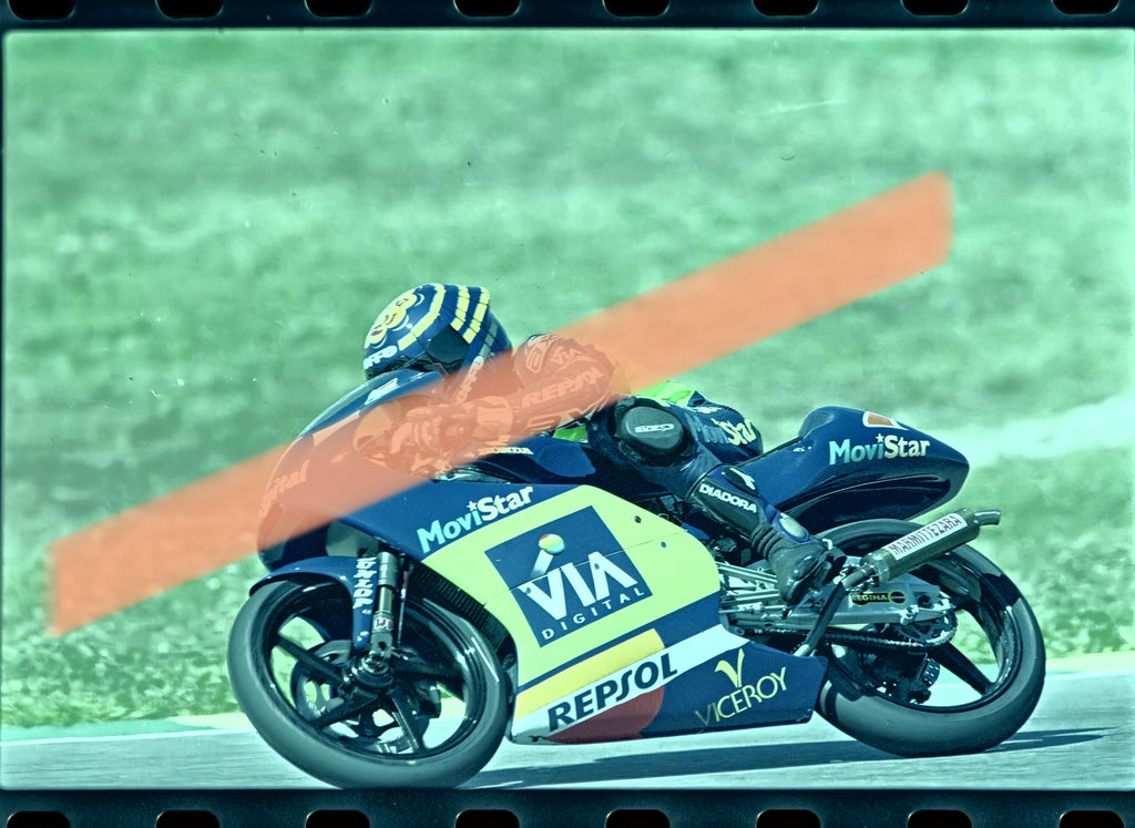Negativo fotográfico original Emilio Alzamora motociclismo Honda GP Valencia 125cc 35mm film Rare