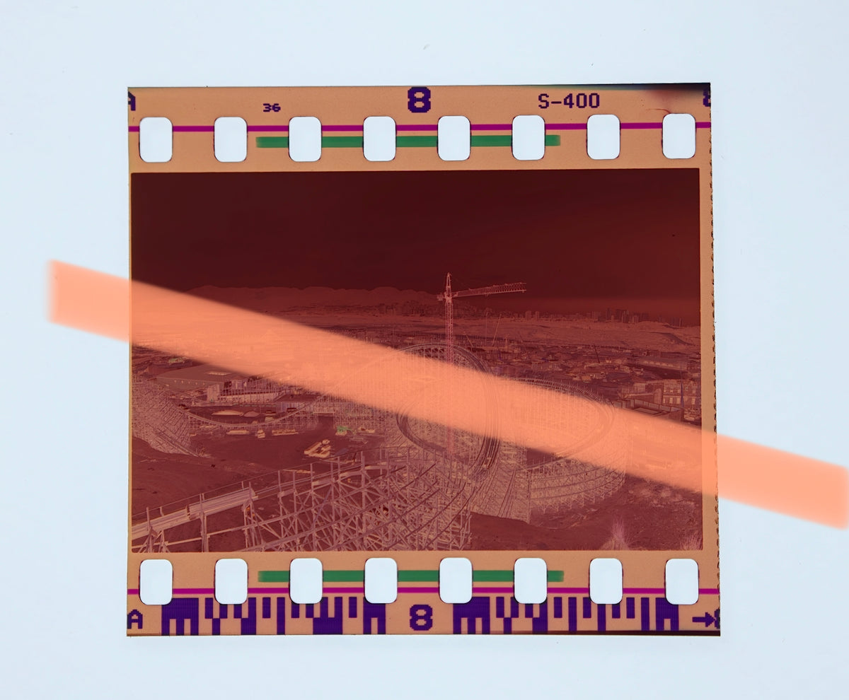 Original photographic negative general view construction Magnus Colossus Terra Mítica Benidorm 35mm film Rare