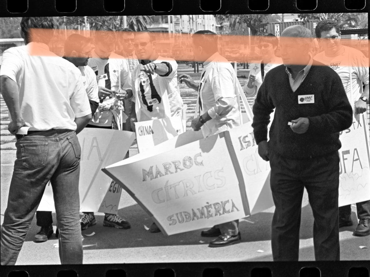 Originales Fotonegativ Bauernprotest Valencia 1996 La Unió COAG Importe 35mm Film Selten