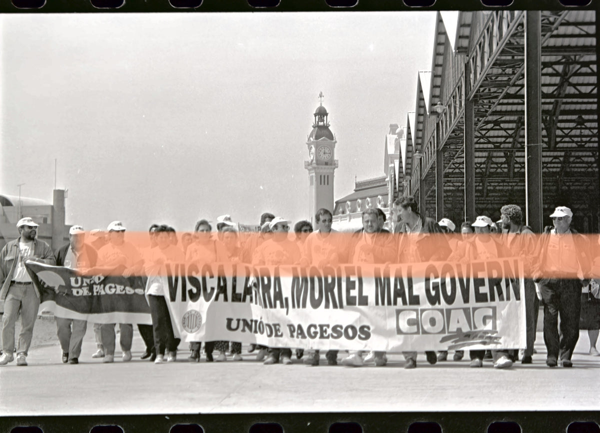Originales Fotografien Bauernprotest Hafen Valencia 1996 COAG Unió de Pagesos 35mm Film Selten