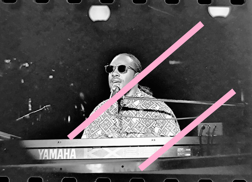 Negativo fotográfico original Stevie Wonder cantante músico 35mm film Rare