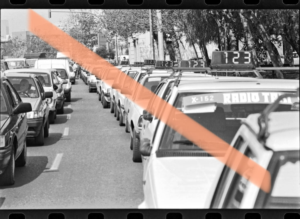 Negativo fotográfico original manifestación taxistas Valencia 1992 35mm film Rare