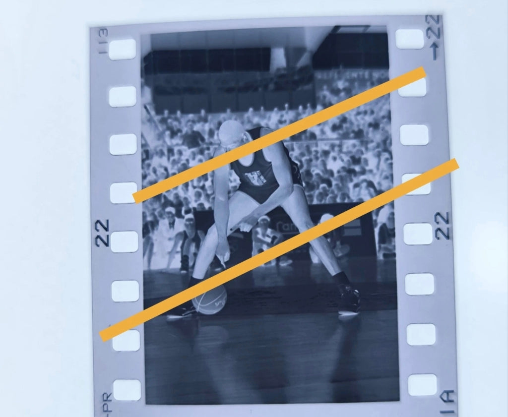 Negativo fotográfico original Magic Johnson NBA Valencia 1991 35mm film Rare