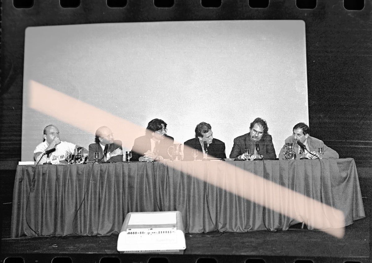Original photographic negative of the participants' table during the 1994 Octubre Awards in Valencia, 35mm film, Rare