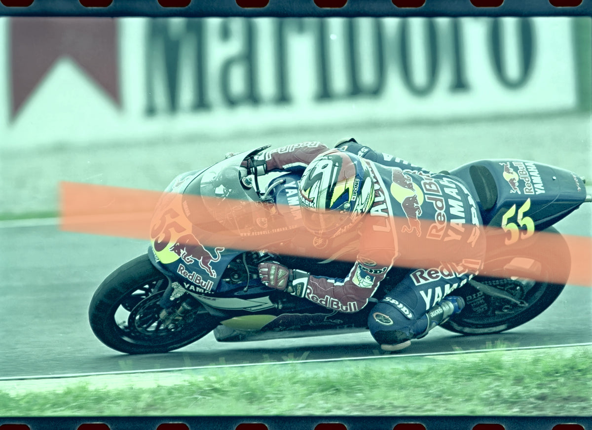 Original-Fotonegativ Régis Laconi Motorradsport Yamaha GP Valencia 500cc 35mm Film Selten