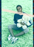 Negativo fotográfico original atleta Niurka Montalvo sentada con oso de peluche Valencia 2002 35mm film Rare